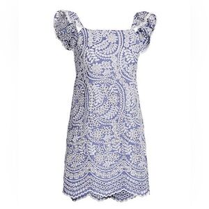 Alice + Olivia Honor Ruffle Sleeve Dress in Chambray Blue size 4